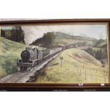 Julie West, oil on canvas freight loco 53810 signed lower right and dated 1994, label verso framed