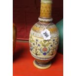 Late 19th cent. Ceramics: Mettlach long neck vase, decorated in the art nouveau style with a band of