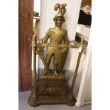 19th cent. Cast iron umbrella and stick stand knight in castle 17ins. x 34½ins. x 10ins.