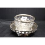 Hallmarked Silver: Bowl, pierced Gallery rim London Mappin and Webb 6ins. diameter plus a silver rim