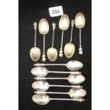 Hallmarked Silver: 6 Apostle coffee spoons plus 6 Victoria headed final and shell bowls twist