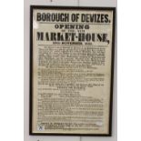 Posters: "Borough of Devizes" opening of the new Market House (The Shambles) November 1838 printed