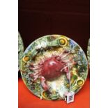 Ceramics: Palissy style Majolica crab plate, 7½inches.