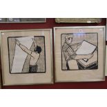 Willie Rodger 1930: Woodcut print "Paper Making 1" limited edition 11/30, signed lower right and