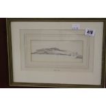 Samuel Prout Attributed: Pencil sketch "Portland 1809". Framed and glazed 7ins. x 3ins.