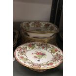 20th cent. Ceramics: Crown Staffordshire dessert service, chinoiserie design comport, 10 plates, and