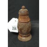19th cent. Coquilla nut carved sand or pounce pot 4ins.
