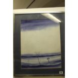 Linda Anne: Watercolour blue and white landscape study, initialed, framed and glazed. 15½ins. x