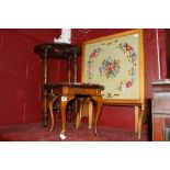 20th cent. walnut circular coffee table 17½ dia x 15ins. high plus Edwardian mahogany circular table