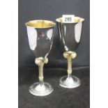 Hallmarked Silver: Limited edition Charles and Diana Royal Wedding silver goblets, a pair.