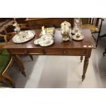 19th cent. Mahogany hall table with two central drawers; octagonal supports. 48ins.