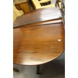 19th cent. Mahogany D end dining table with one leaf.