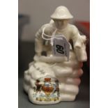 Grafton China, ceramic figure of a WWI soldier 'Over the Top' Bath Coat of Arms. (AF).
