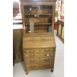 George III mahogany miniature/dwarf bureau/bookcase, complete with ivory inset, concealed secret