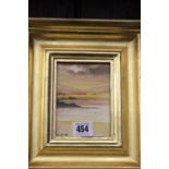 Linda Anne: Watercolour "Golden Shore" initial lower middle, framed and glazed 4½ins. x 3½ins.