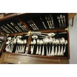 Silver Plate: Harrods mahogany cased canteen of plated cutlery sets x 2.
