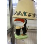 Advertising Guinness: A good early Carlton ware Toucan lamp with original shade, stamped to base