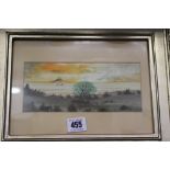 Linda Anne: Watercolour "Castle Mount" initialed middle left, framed and glazed 8ins. x 3½ins.