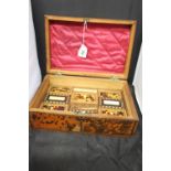 19th cent. Tortoiseshell sewing box, the lid opens to reveal eight sections, each with its own