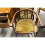 20th cent. Mahogany serpentine fronted, open back tub chair.