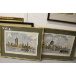 Edward Wesson 1910-1983 Prints: "Palace of Westminster" and "St. Paul's from the River", both with