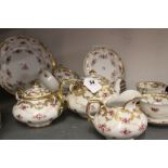 Late 19th/ early 20th cent. Ceramics: hand painted part tea set white ground decorated with pink