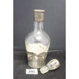 19th cent. Dutch silver and glass vinegar bottle. A/f.