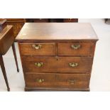 18th cent. Oak chest of two short and two long drawers on bracket supports of extremely delicate