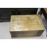 Early 20th cent. Pine box metal bound with two side handles. 24ins. x 12ins. x 14½ins.
