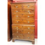 19th cent. Mahogany chest on chest 2/3/3 cock beaded drawer fronts on bracket supports 44ins. x