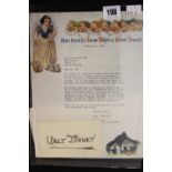 Autographs/Walt Disney: Unusual letter on Snow White and The Seven Dwarfs letterhead, dated Feb 10th