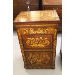 19th cent Dutch revival gentleman's washstand, heavily decorated with stylised inlay to top, sides