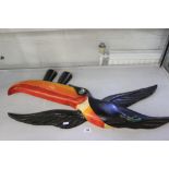 Guinness: Unusual non official fibreglass wall mounted flying Toucan 36ins.