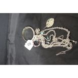 Hallmarked Silver & White Metal Jewellery: Ward Bros purple stone brooch, Victorian bracelet,