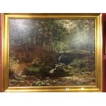 Joseph Morris Henderson RSA 1863-1936: Oil on canvas 'woodland stream' signed lower right, Gilt