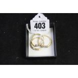 Hallmarked Gold: 9ct. Rings 2 x wishbone rings one with diamond setting, the other with white stones