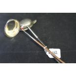 Hallmarked Silver: Georgian wine ladles, treen and horn handled, 1802 London, 1813 London, makers