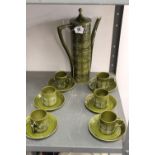 20th cent. Portmeirion "Totem" coffee set 6 x cups and saucers plus a coffee pot.