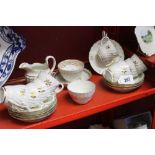 18th/19th cent. Porcelain: Worcester, Flight period, gilt floral fluted pattern creamer, 8 teacups