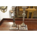 20th cent. Plateware: Candle sticks Neo-Classical design, a pair.