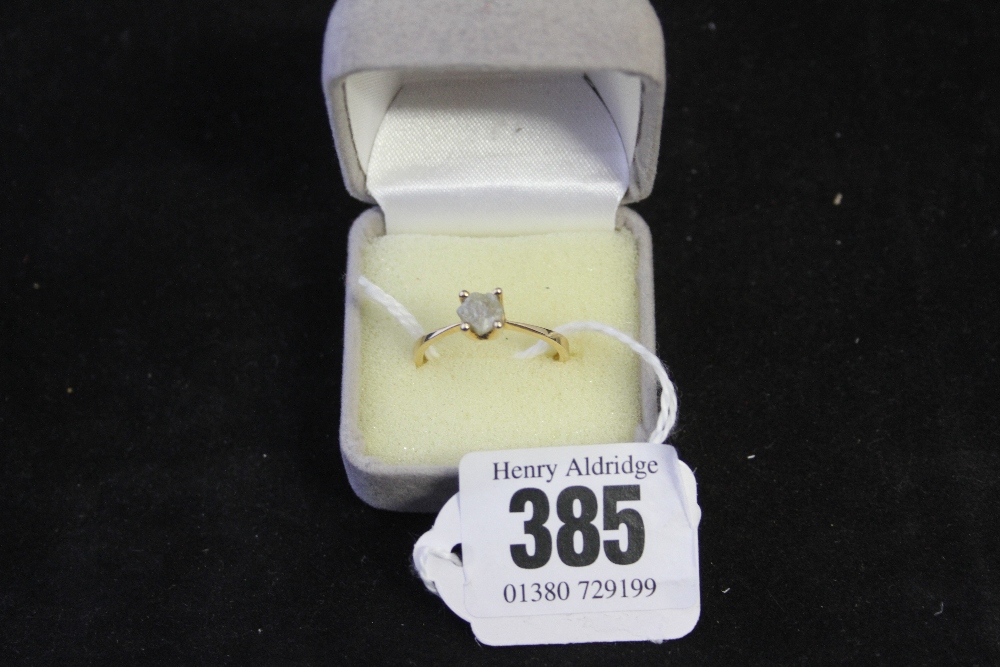 Hallmarked Gold: 9ct. Solitaire uncut diamond ring 1.8g. ½ caret, (approx).
