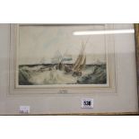 Samuel Owen 1768-1857 Watercolour, 'Dutch Boat in Rough Seas' (Bonhams 4th November 2003). 9ins. x