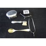Hallmarked Silver: Asprey cased 6 x coffee bean spoons, silver box, pin cushion, hallmarked