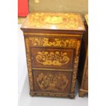 19th cent Mahogany Dutch revival gentleman's washstand, heavily decorated with stylised inlay to