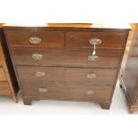 19th cent. Mahogany 2/3 chest of drawers on cock beaded drawer fronts bracket supports 43ins. x 40½