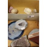Geological Sample/ Specimens: Feldspars, half geode rock crystals, fluorite, polished egg shaped
