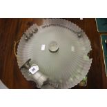 Art deco opaque circular glass ceiling light. Approx. 16ins.