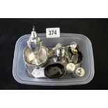 Hallmarked Silver: Condiments, pierced silver salts with liners Birmingham 1901, salt/pepper