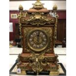 Clocks: Late 19th/20th cent. European oak & gilt brass architectural table clock of large