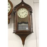 Clocks: Victorian walnut wall clock of architectural Neo Gothic design, the dial measures 8ins.